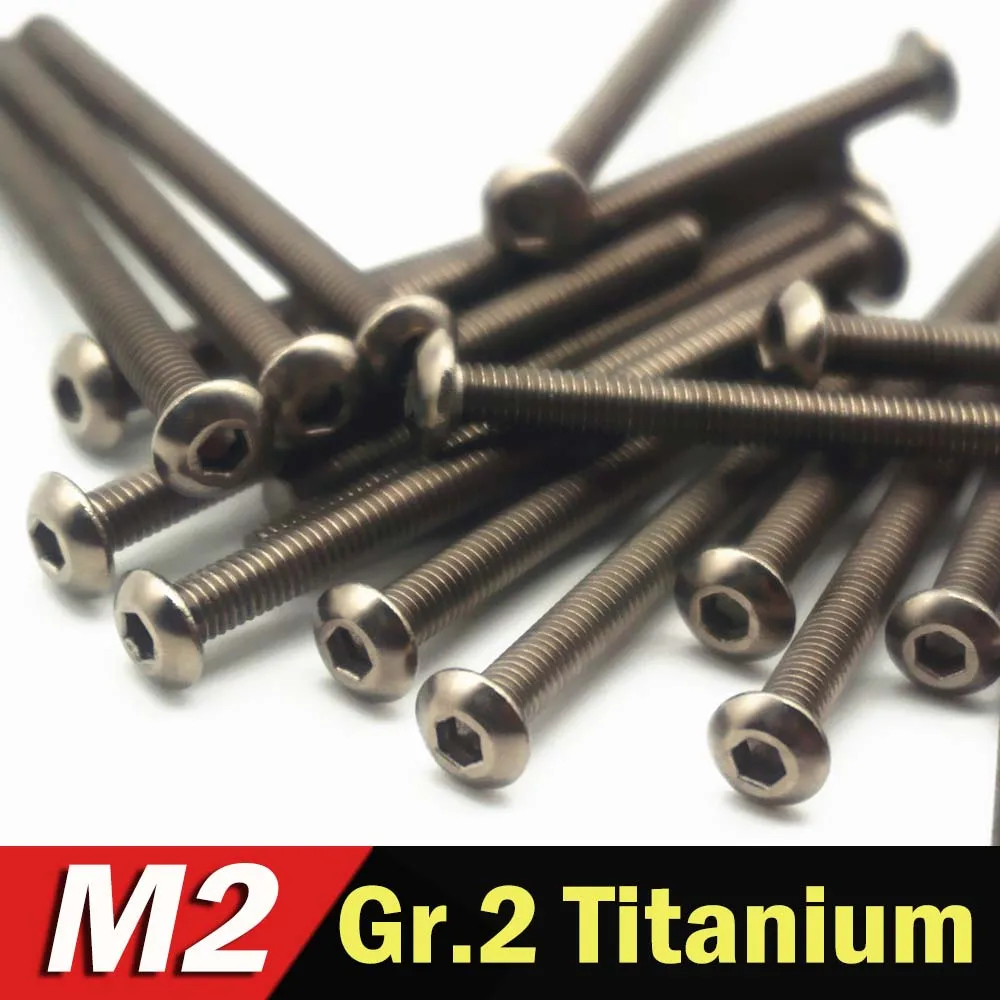 

10pcs Pure Titanium Bolt Truss Head GR2 M2 M2.5 Allen Drive Mushroom Hexagon Hex Socket Button Head Titanium Screw Ti Bolts