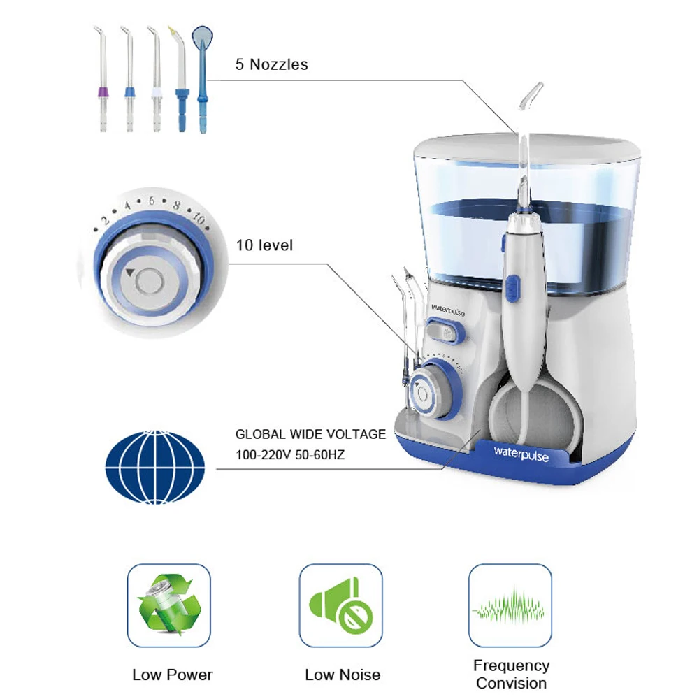 Ирригаторы для полости рта Waterpulse V300 800 мл 5 насадок 3 цвета | Красота и здоровье