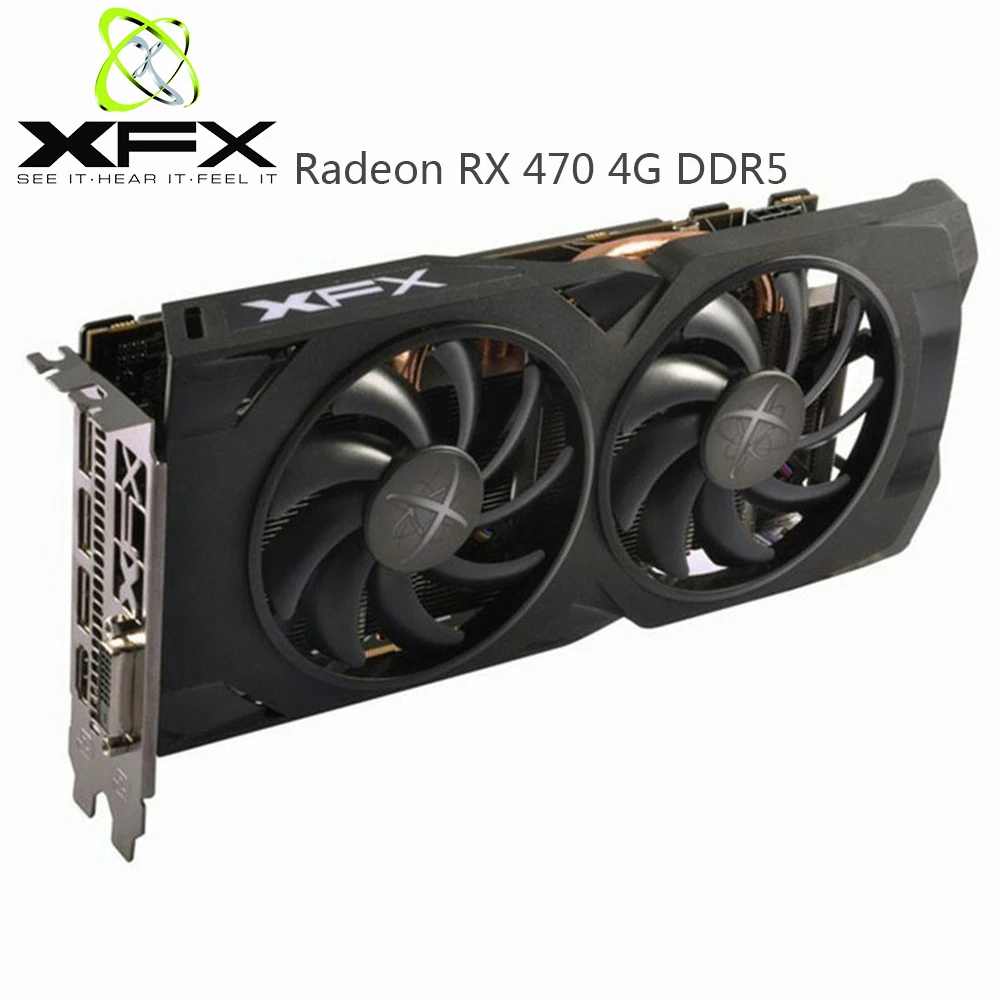 Видеокарта XFX AMD Radeon RX 470 4 ГБ DDR5 GPU RX470 Гб 256 бит игровой ПК видеокарты плеер б/у