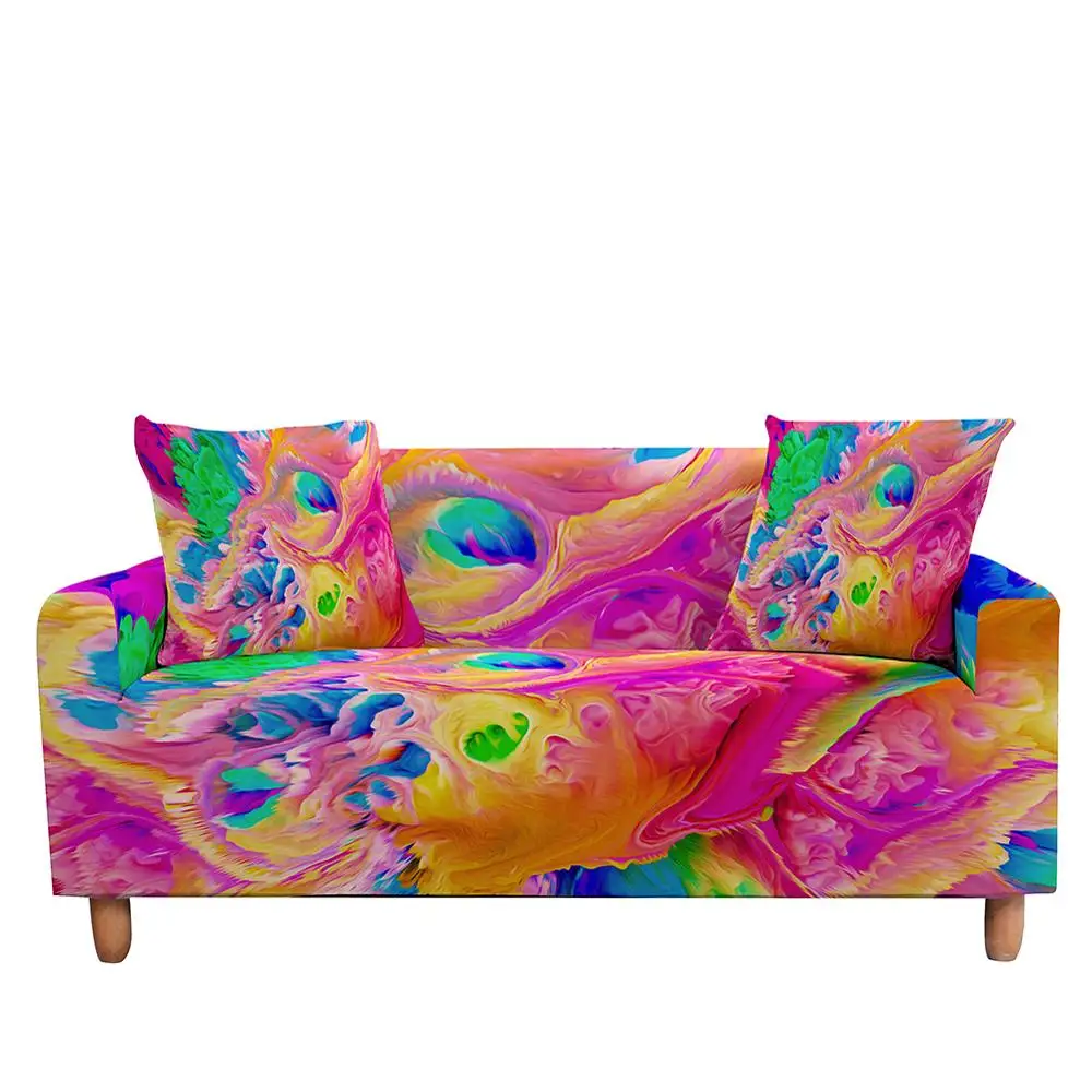 Эластичный чехол для дивана с мраморным рисунком гостиной эластичный радужными