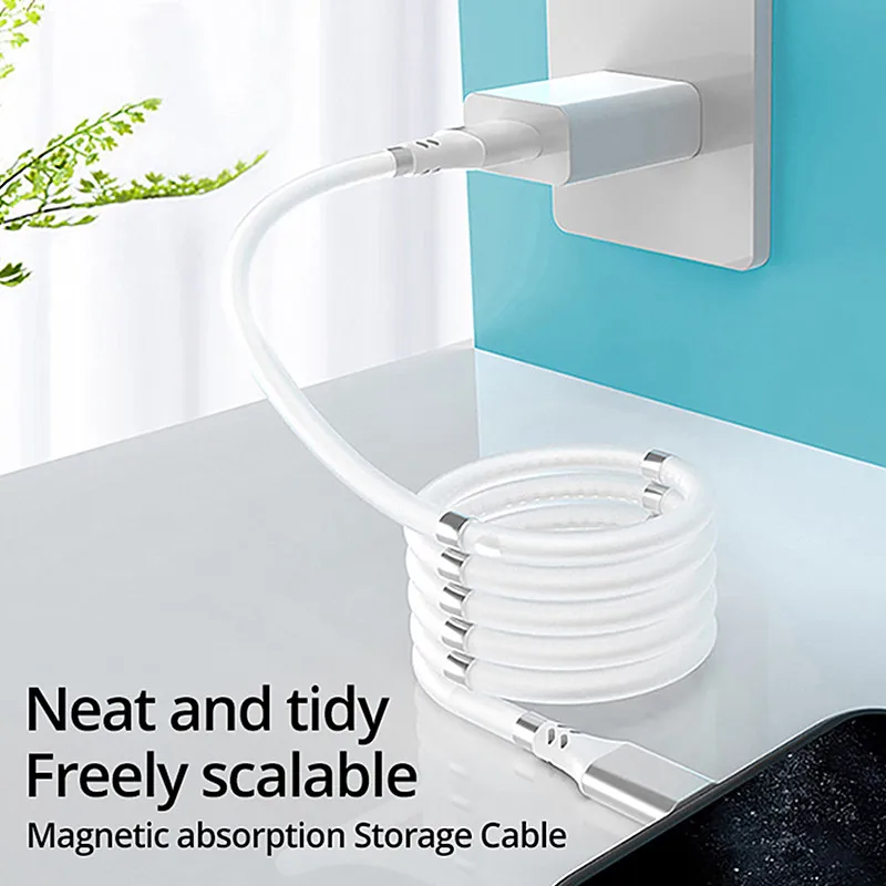 Super Calla Self Winding USB Magnetic Absorption Magic Fast Charging DataCable Neatest Durable Cable For Samsung xiaomi | Мобильные