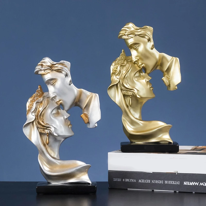 

Kissing Couple Statue Desktop Ornament Home Decoration Resin Handicrafts Simple