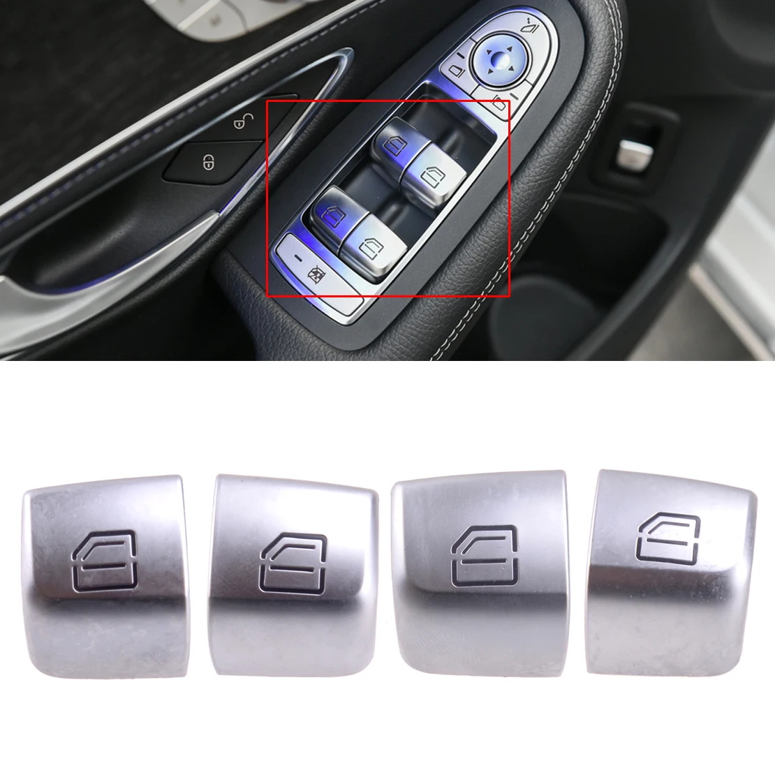 

4 шт., колпачки для кнопки управления окном Mercedes-Benz C Class W205 GLC W253 2015-2019 2020