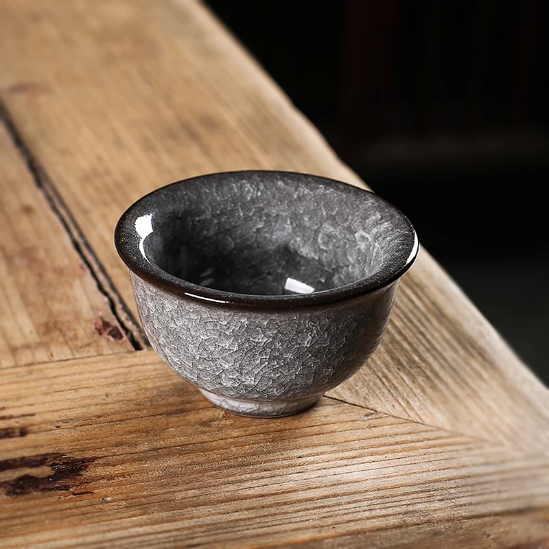 

Longquan tea set tea cup iron tire ice cracked master cups ceramic tea mugs Kungfu tea single official kiln handmade mug 1pcs