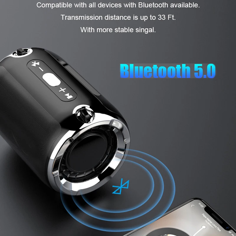 Высокомощная Водонепроницаемая Bluetooth-колонка Портативная колонка с супер басами