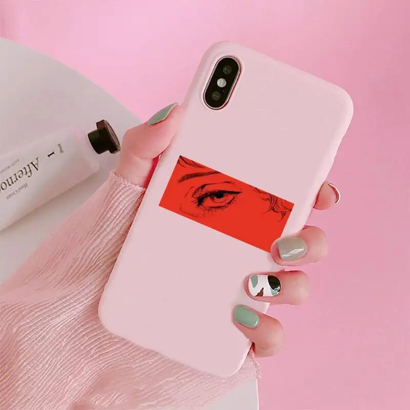 

Sad Japanese Anime Aesthetic Phone Case Candy Color Pink for iPhone 11 pro XS MAX 8 7 6 6S Plus X 5S SE 2020 XR
