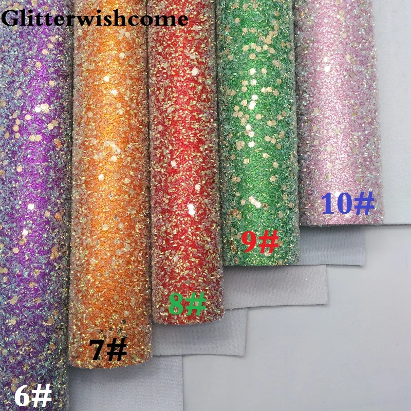 Искусственная кожа Glitterwishcome 21 х29 см Размер A4 крупная блестящая искусственная