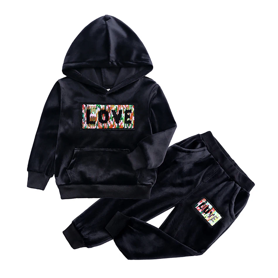 2021 Autumn Fashion Baby Boys Girl Clothes Velvet Long Sleeve Hooded Jacket+Pants 2pcs Tracksuit Infant Boys Clothing Set