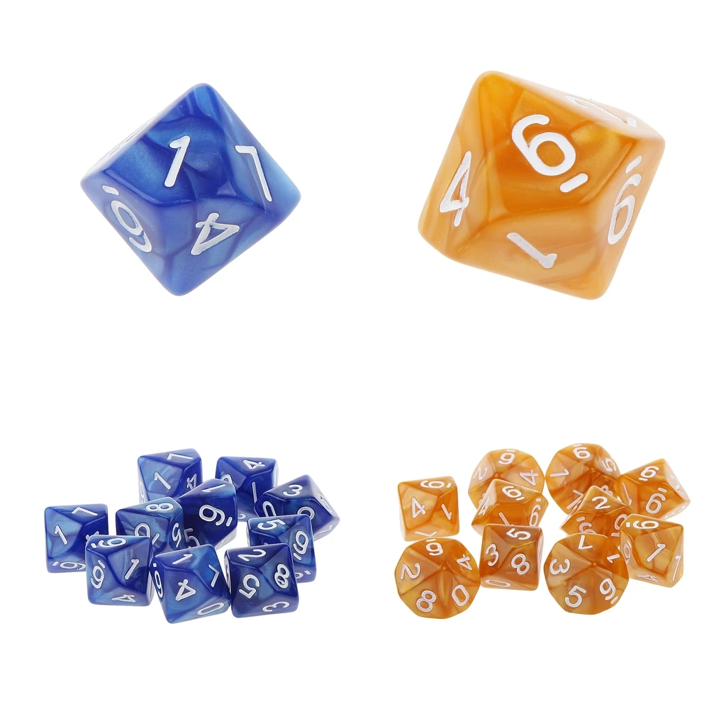 

20pcs D10 Acrylic Dices 22mm Table Card Game Props for