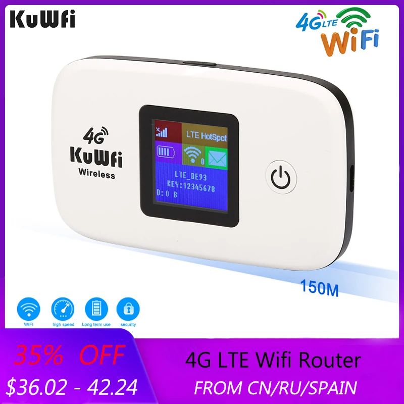 KuWFi разблокированный 4G LTE беспроводной маршрутизатор 150 Мбит/с Внешний дорожный