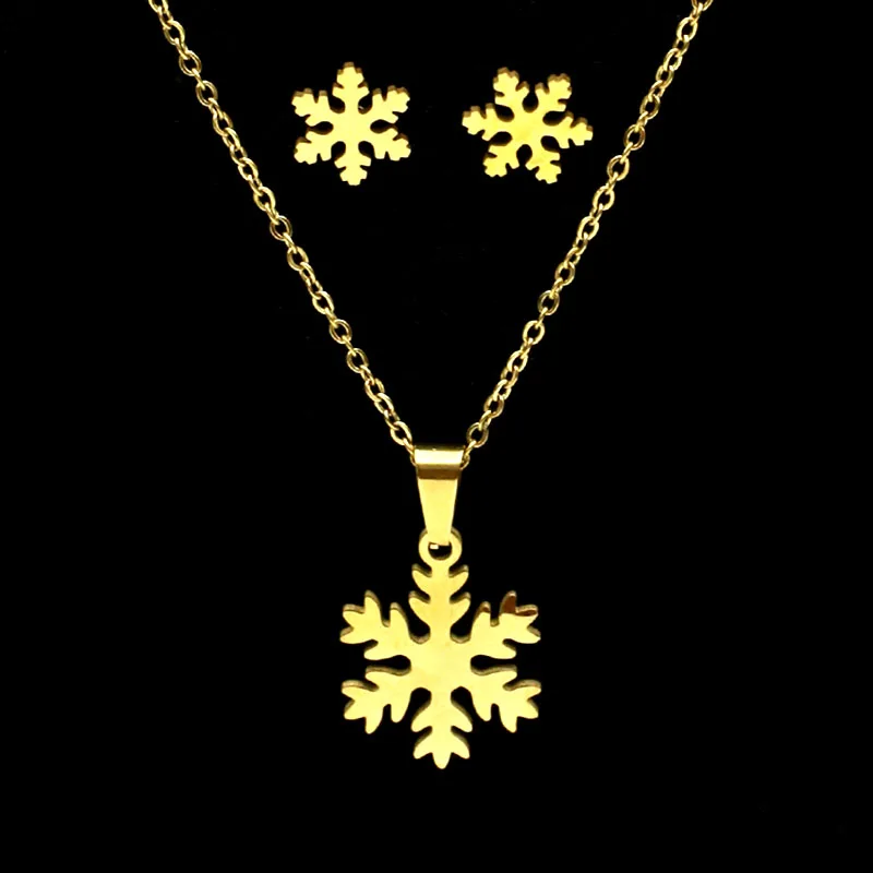 Fengnee класса люкс из нержавеющей стали набор украшений для женщин золотой кулон