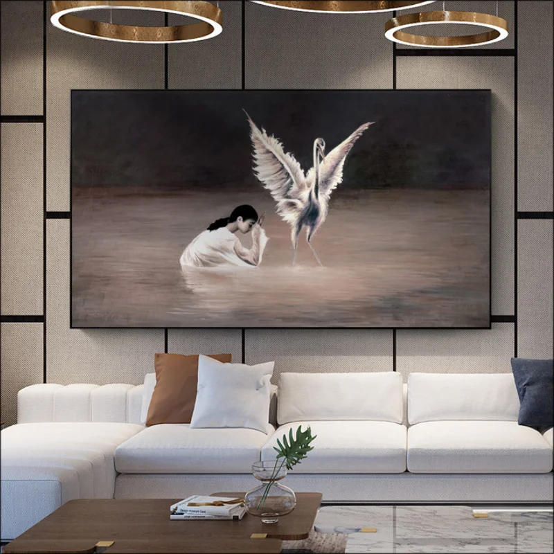 

Modern Beautiful Girl and Animal Wall Pictures Poster Nordic Cute Wall Art Picture Nordic Home Decor Canvas Painting