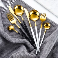 white gold cutlery set stainless steel gold tableware home spoon fork knife kit steak dinnerware sets upscale western tableware