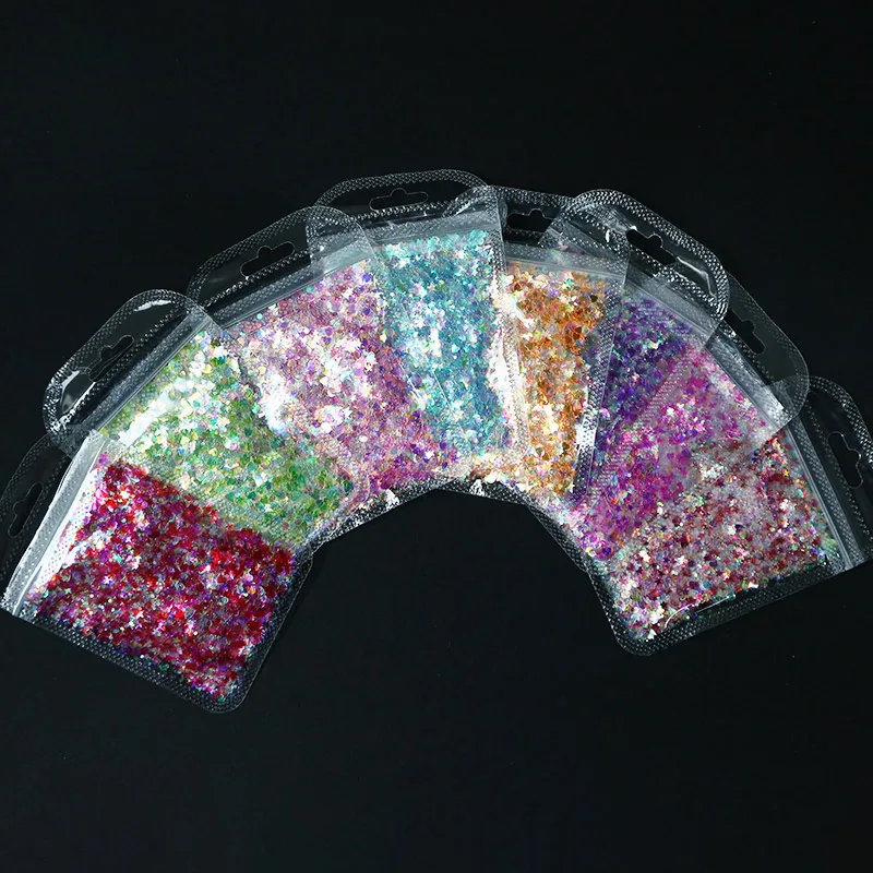 

2-5mm Iridescent Star Glitter Resin Supplies Nail art Decoden Slime - 1 Bag Transparent mixed shape glitter confetti mix 1tsp