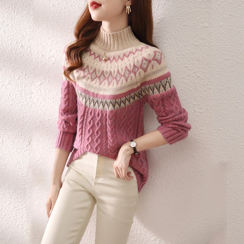 

21508 (5 under the lateral line no. 2) will twist the diamond jacquard knitting sweater [1003] 54 half a turtleneck