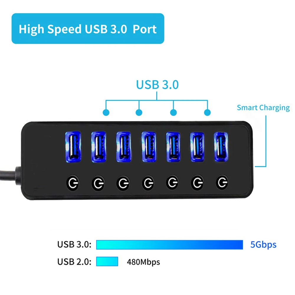 Зарядное устройство usb хаб 3 0 Multi 4 7 портов для Ipad Mac Book Air Pro ПК компьютера ноутбука