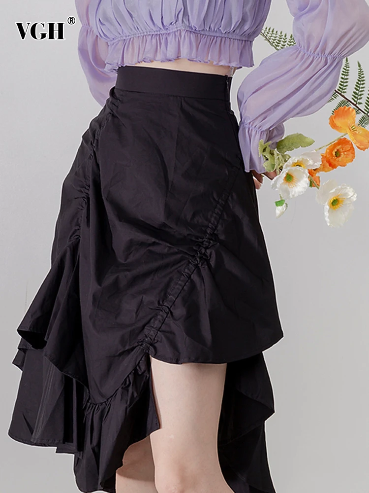 

Женская Повседневная юбка VGH, белая однотонная Свободная юбка в стиле пэчворк с присборенной талией, минималистичные юбки для осени, 2021