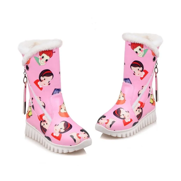 Женские ботинки с принтом ботильоны больших размеров 9 10 11-15 бахромой и молнией