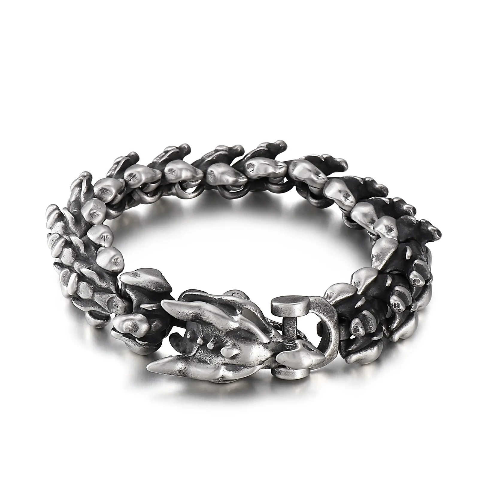 

316L Stainless Steel Dragon Bracelet Men Dinosaur Animal Bone Jewelry
