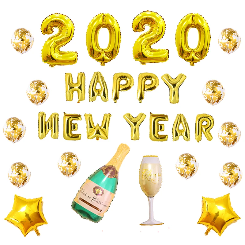 16 дюймов с новым годом 2020 декор для вечевечерние НКИ буквы фольгированные шары