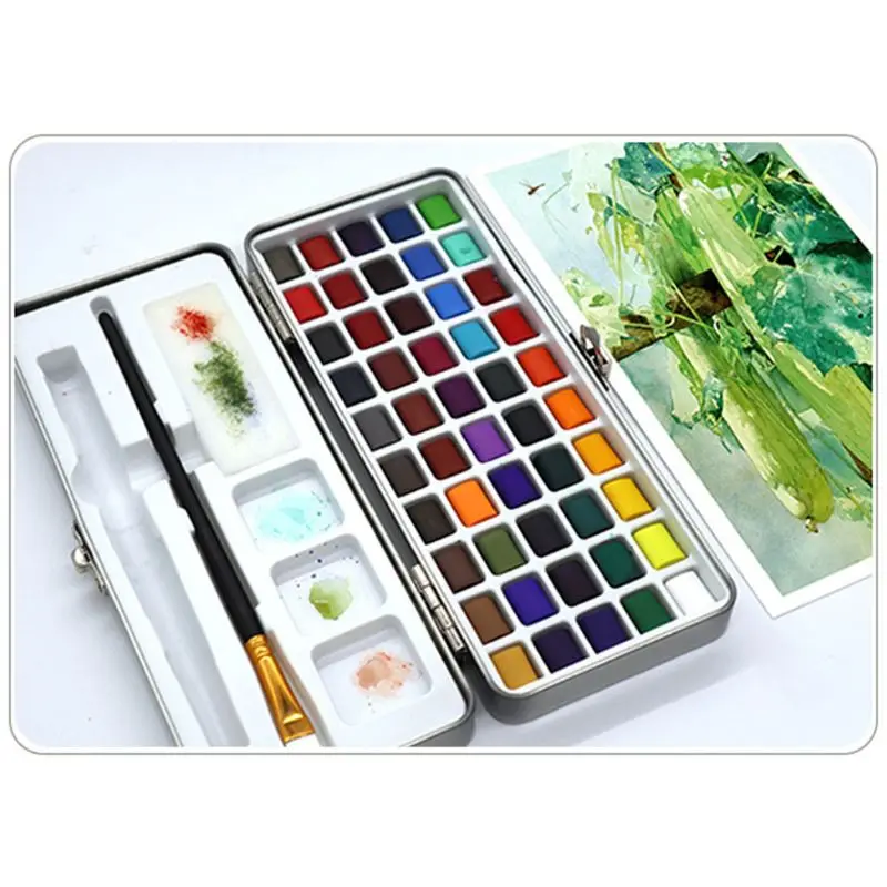 

50 Colors Professional Solid Watercolor Paint Pigment Set Nail Art Painting Portable Fabric Drawing Tools for Beginner Drawing