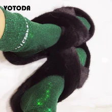 Новинка из натурального меха норки женские домашние тапочки 100%