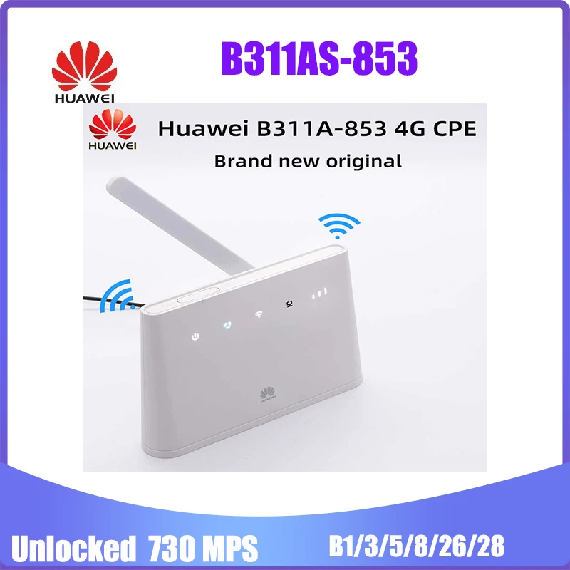 Оригинальный Huawei B311 B311AS-853 150 Мбит/с 4 аппарат не привязан к оператору сотовой связи КЭП сети Wi-Fi маршрутизатор плюс 4G антенна