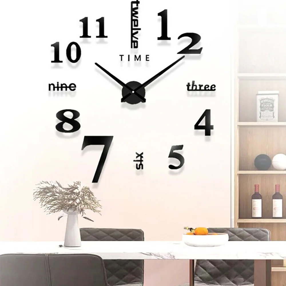 Модные 3d настенные часы кварцевые современные украшения сделай сам для гостиной