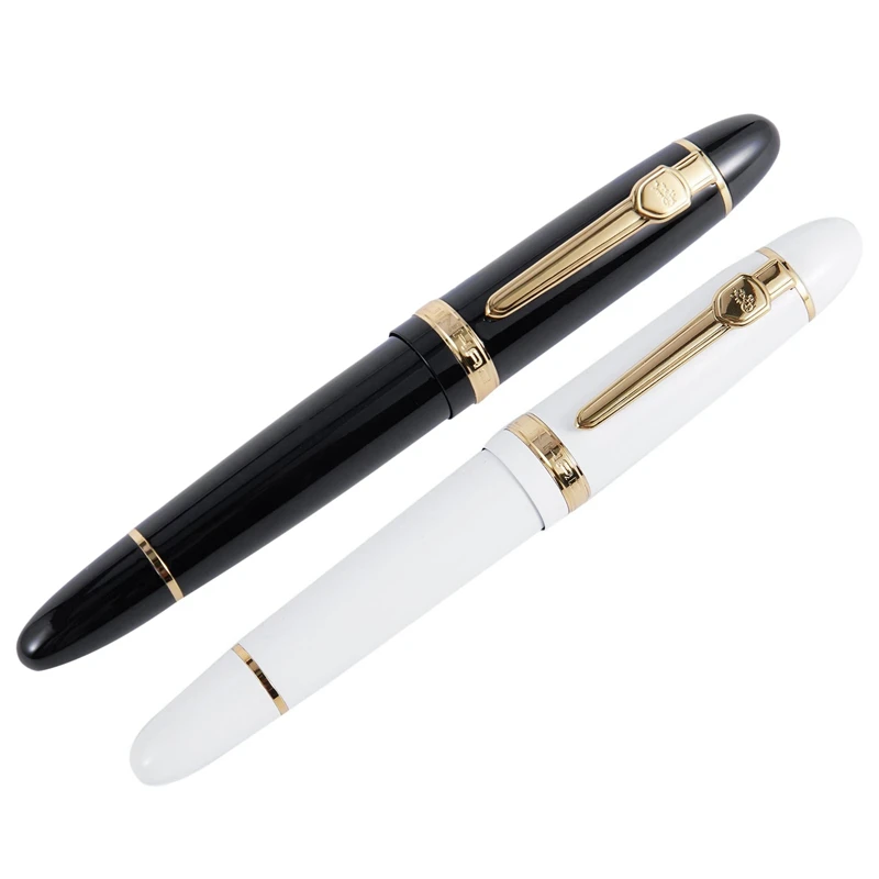 

Перьевая ручка Jinhao, 2 шт., 159 дюйма, 18Kgp, 0,7 мм, средней яркости, Бесплатная офисная ручка в коробке, черно-белая