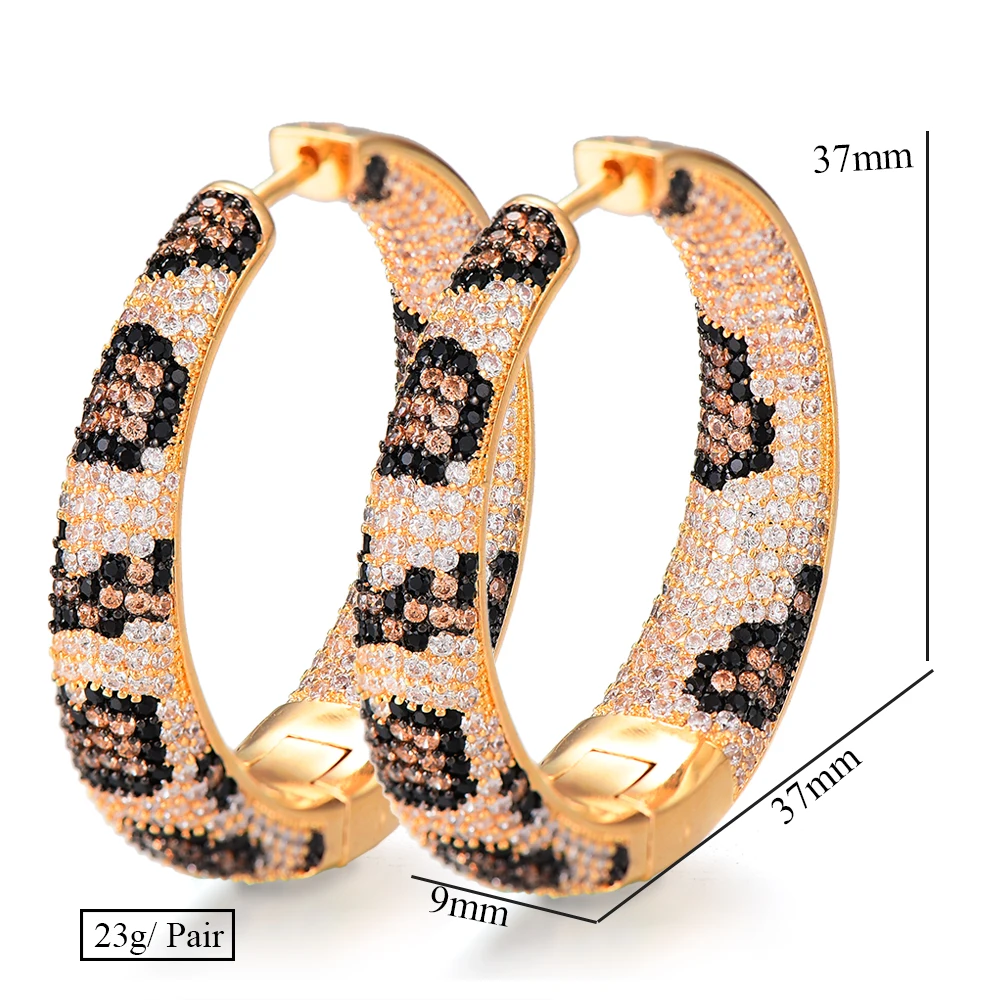 

SISCATHY Trendy Leopard print Wedding Bridal DUBAI Earrings Charms Elegant Big Statement Hoop Earrings For Women Fashion Jewelry