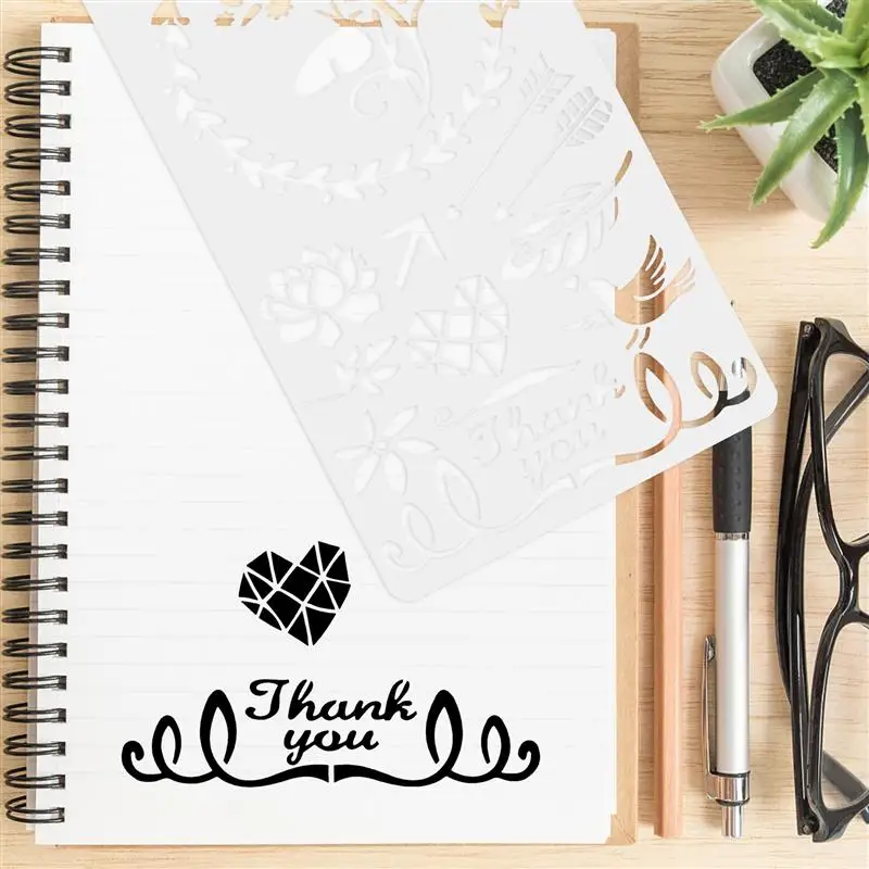 

1 Set/18pcs Journal Stencils Painting Templates Painting Stencils for Notepad