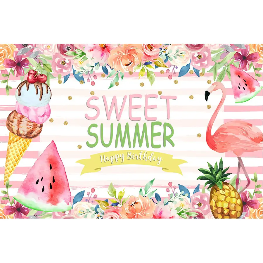 

Sweet Summer Birthday Party Backdrop Photography Background Photo Booth Studio Decor