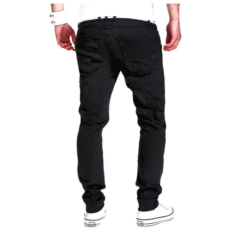 

Jeans Men's Distressed Stretch Ripped Jeans Men Hip Hop Slim Fit Denim Jeans Cotton Pants Zipper Jeans Men Jeans Black Jeans
