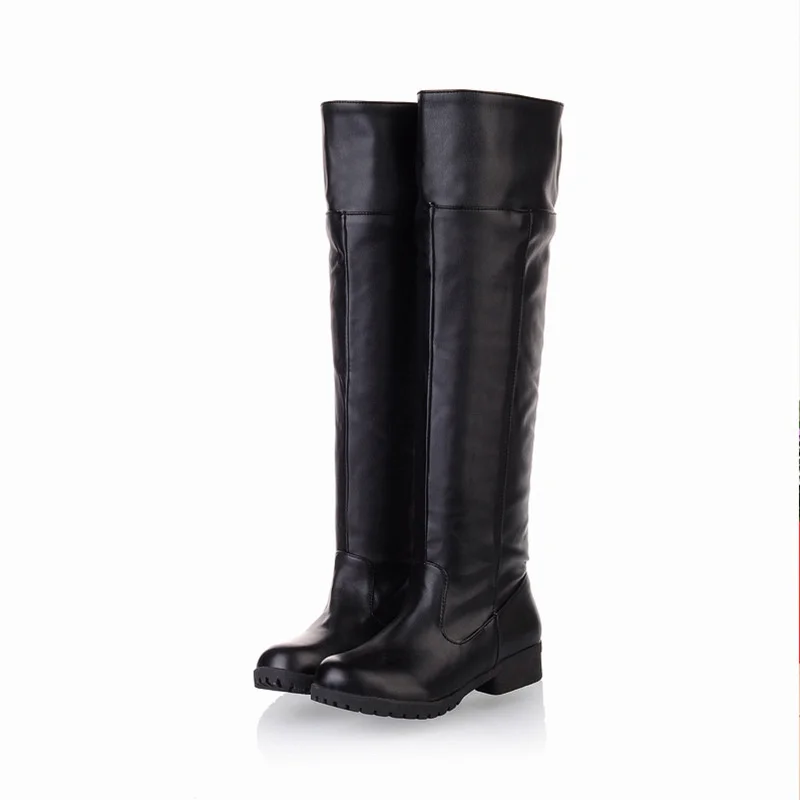 

2021 Autumn Winter New Style Over-the-knee Leather Flat Women's Boots Waterproof And Velvet Brown Fashion Boot For Girl