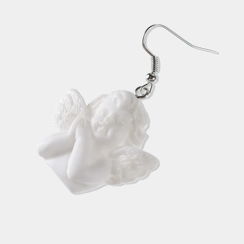 

Brinco bonito da gota do pendente do anjo do cupido, joias redondas da corrente do punk do metal