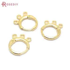 10 шт. 11,5-12 мм с покрытыем цвета чистого 24 каратного золота Цвет с латунным покрытием петли серьги обручи с 2 или 3 отверстия для подвешивания Ювелирная фурнитура Аксессуары