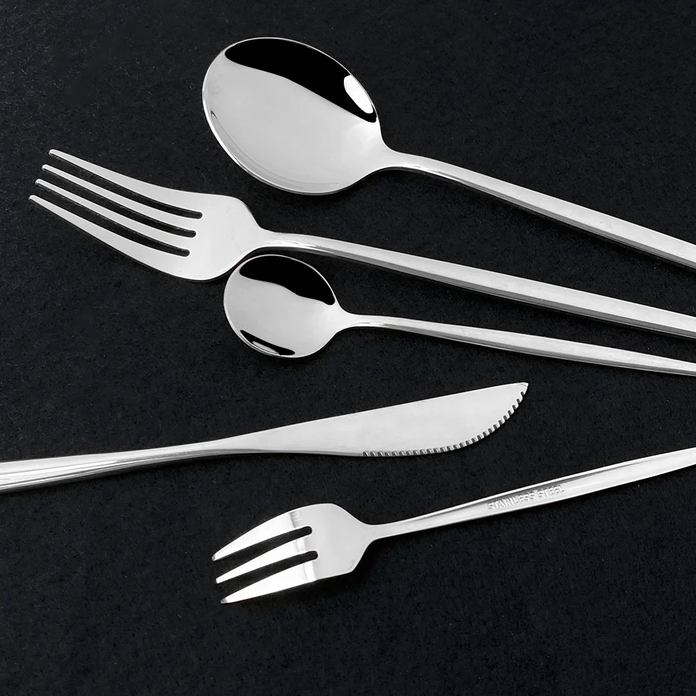 

White Set Silverware Stainless Fork Cake Kitchen Dinnerware Spoon Steel Knife Gold Cutlery Spoon Tea Set Dropshipping Tableware