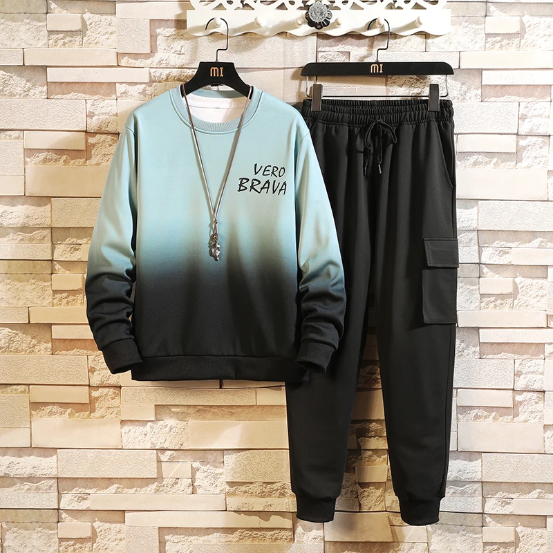 

2020 Spring Autumn Tracksuits Men'S Set Hoodies + Pants Suit Fleece Sweatshirt Sportswear Set Casual Men's Jogging