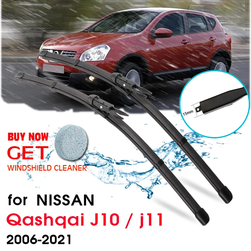 

Car Wiper Blades Natural Rubber for Nissan Qashqai J10 J11 2006 2007 2008 2009 2010 2011 2012 2013 2014 2015 2016 2017 to 2021