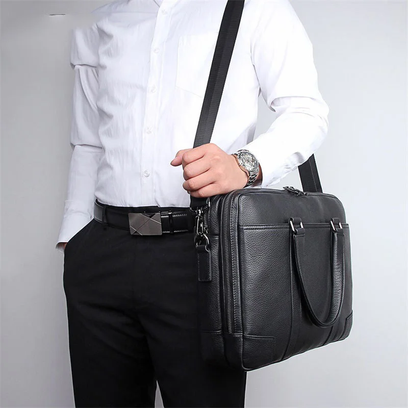 Men Briefcase Genuine Leather Messenger Office Bags Laptop Maletines Hombre Cuero Genuino Men's USSR Portfolio | Багаж и сумки