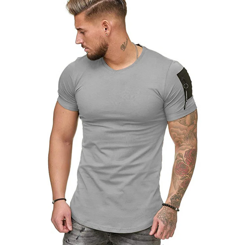 

Summer New Men's Pure Color Slim Jogging Fitness Quick-Drying Street Art Short-Sleeved Sportswear
