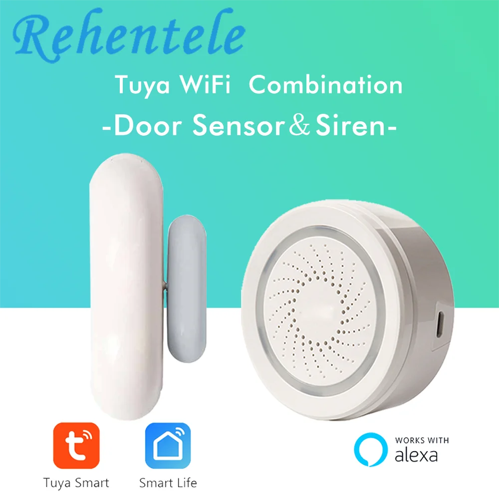 Умный датчик контакта двери окна Tuya сирена звуковая связь система сигнализации