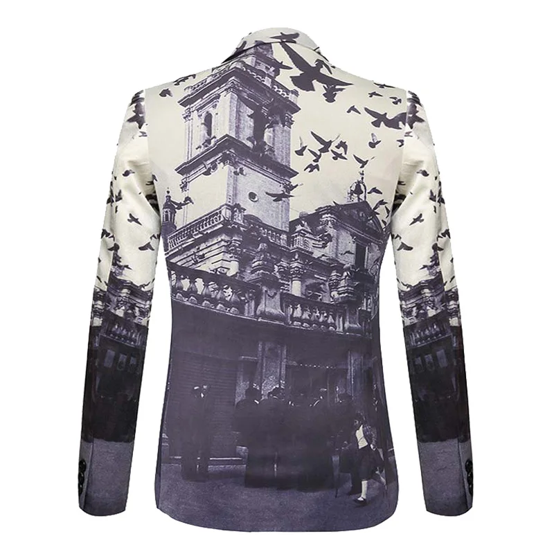 

Luxury Mens Blazers Vintage Street High Grade Golden Velvet Printed Perform Stage Dance Party Suit Jacket Tops 36823