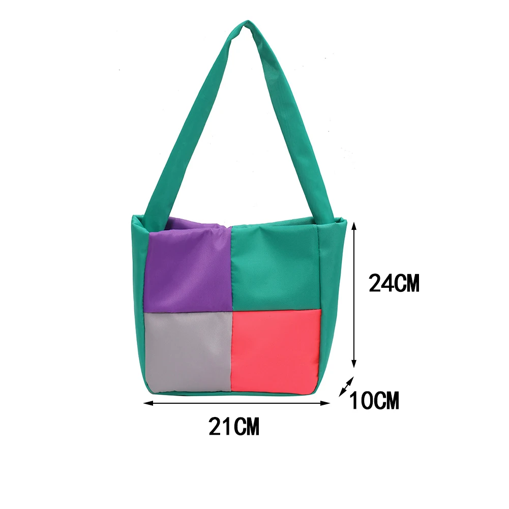 

Fashion Women Canvas Color Patchwork Shoulder Bags Casual All-matchUnderarm Bag Elegant Ladies Small Tote Handbags Purse