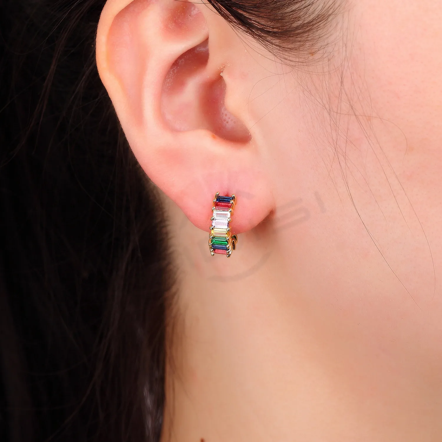 Женские серьги-гвоздики QITIS серьги в стиле панк из латуни с кубическим цирконием