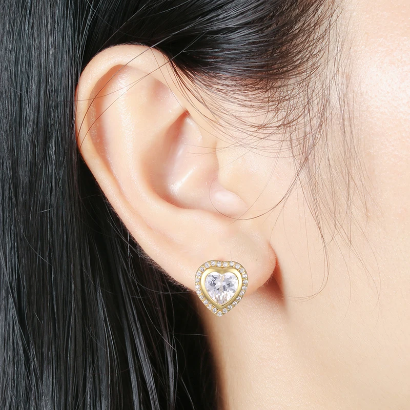 Подарки на новый год красивые маленькие серьги-гвоздики для девушек сердечки