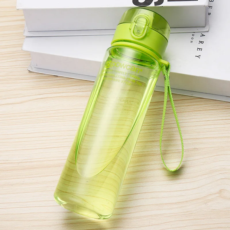 Transparent green Спортивные бутылки для воды дорожная бутылка для воды Минималистичная шейкер бутылки 400 мл/500 мл пластиковая Удобная походная бутылка - Цвет: Transparent green
