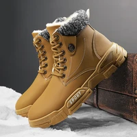 mens winter snow boots leather casual shoes martin boots with fur keep warm ankle boots for men soft lightweight men shoes