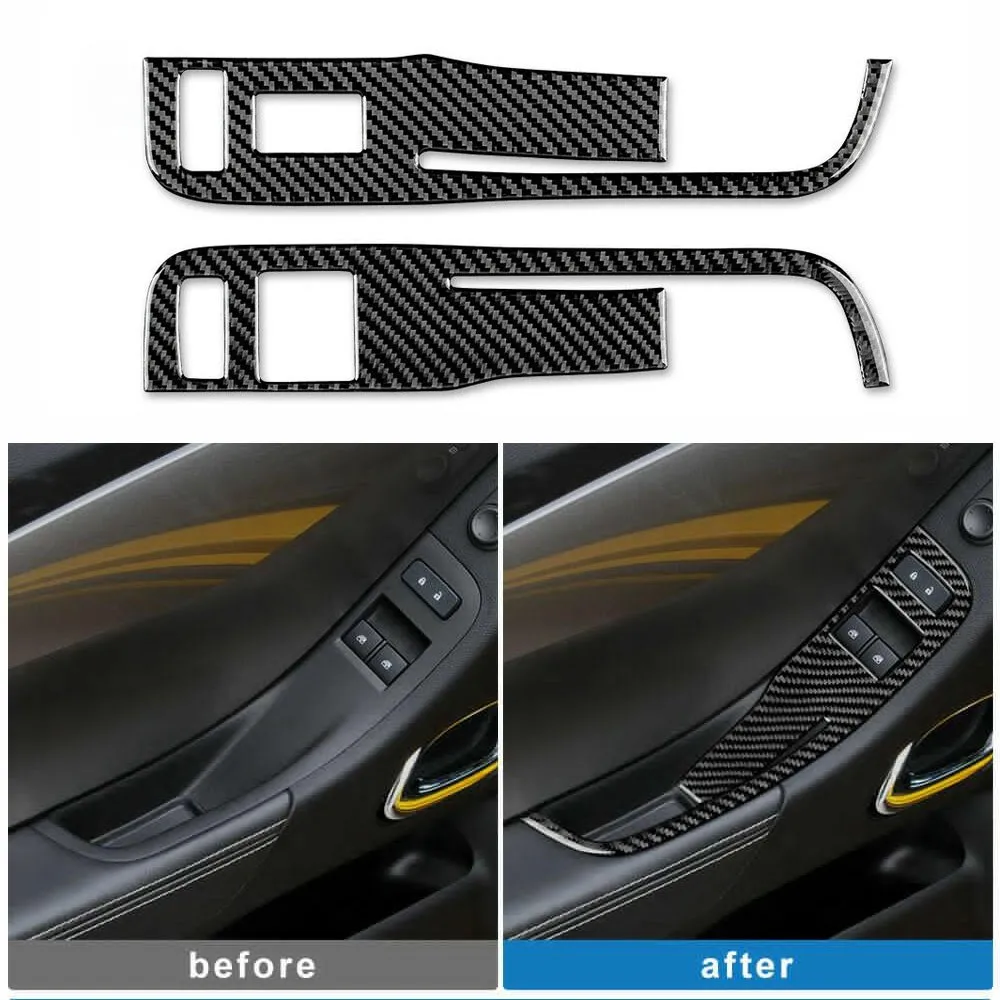 

Black Window Control Switch Cover Carbon Fiber For Chevrolet Camaro 2013-2015 Car Replacement Parts Automotive Goods Car Access