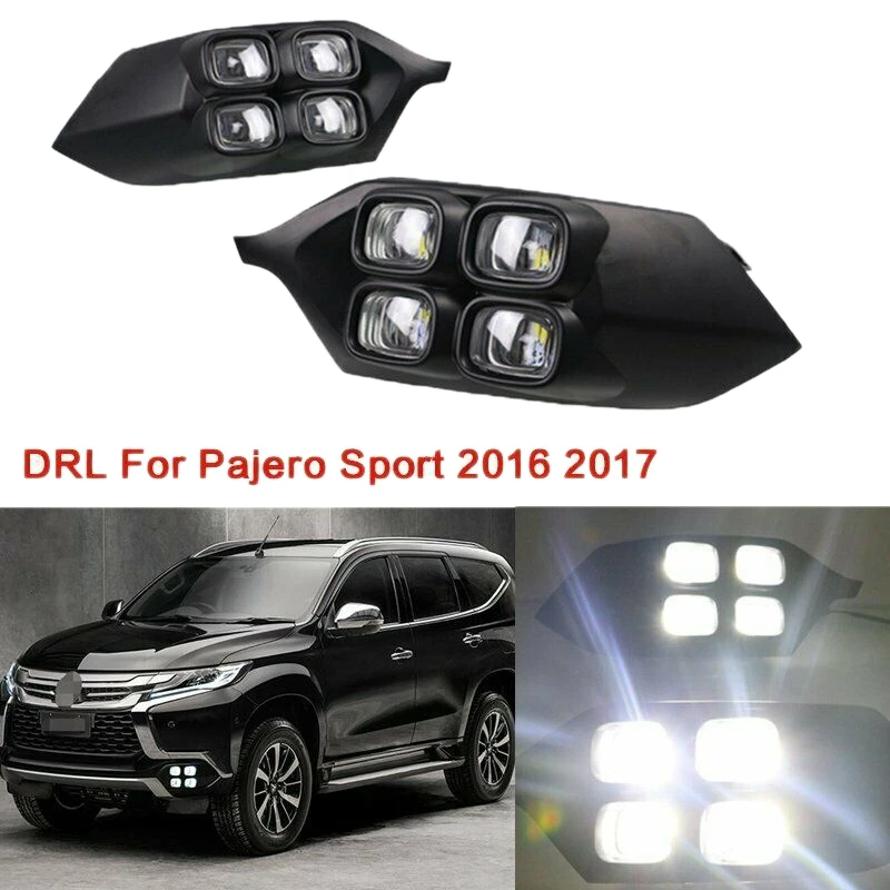 2Pcs Car LED Daytime Running Light DRL for Mitsubishi Pajero Sport Montero 2016-2017